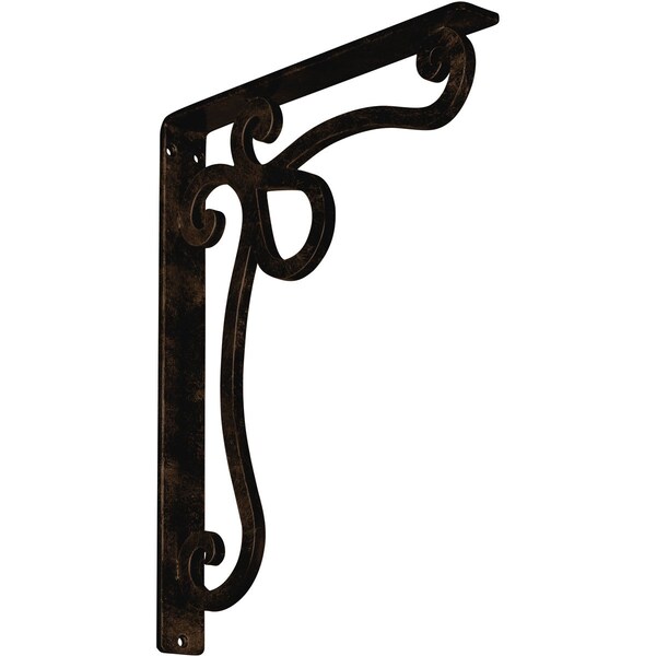 Ekena Millwork Orleans Wrought Iron Bracket, (Single center brace), Antiqued Bronze 1 1/2"W x 12"D x 15"H BKTM01X12X15SOLABZ - main